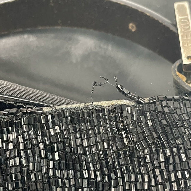 Fendi Baguette Vintage Black Glitter Beads Shoulder Bag