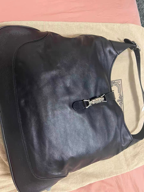 Gucci Jackie 1961 Large Black Calfskin Leather With Long Strap