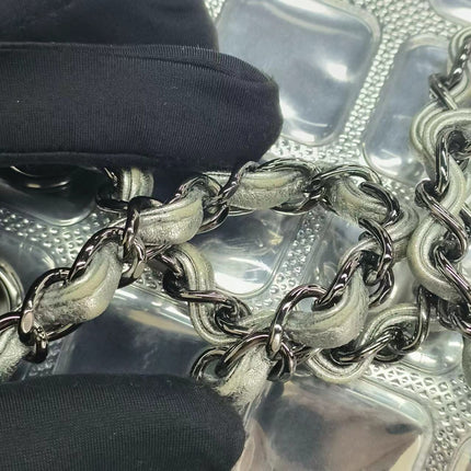 Sold Chanel Ice Cube Chocolate Bar Classic Flap Metallic Silver PVC with Leather