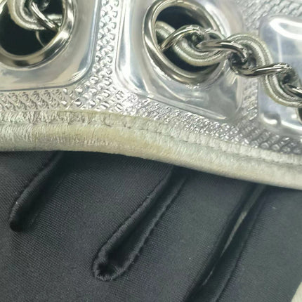 Sold Chanel Ice Cube Chocolate Bar Classic Flap Metallic Silver PVC with Leather