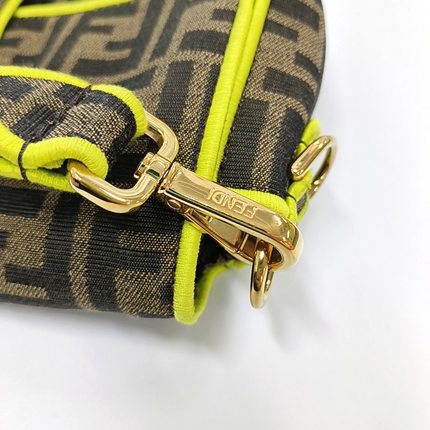 FENDI Baguette Zucca Monogram Canvas with Lime Neon Trimming Medium