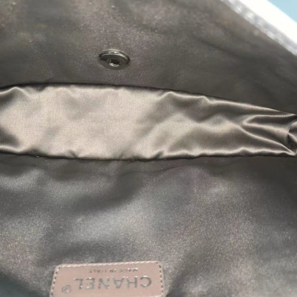 Sold Chanel Ice Cube Chocolate Bar Classic Flap Metallic Silver PVC with Leather