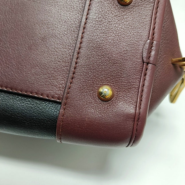 Loewe Amazona 29 Tricolor Black Burgundy Brown Leather Top Handle Bag