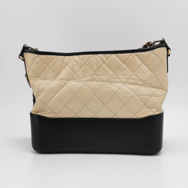 Chanel Gabrielle Hobo 2019 Beige and Black Leather Medium Crossbody Bag