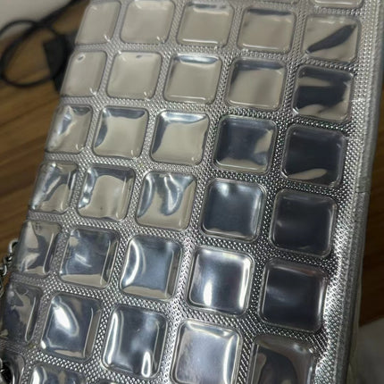 Sold Chanel Ice Cube Chocolate Bar Classic Flap Metallic Silver PVC with Leather