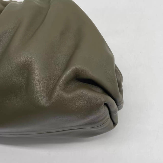 Bottega Veneta Pouch Calfskin Leather Dark Green Large