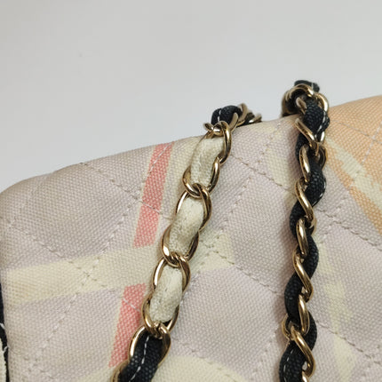 Chanel Baguette Flap Multicolor Eiffel Tower Print Cloth Shoulder Bag