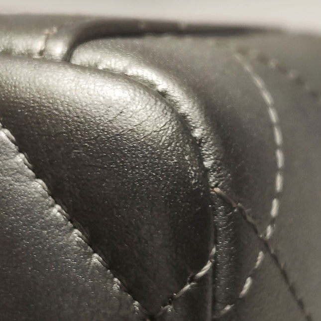 Chanel Classic Flap Maxi Metallic Lambskin Leather Double Flap Sliver Hardware 2013-14