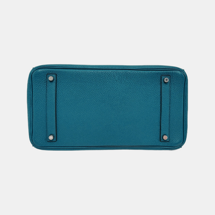Hermes Birkin 35 Clemence Leather 7W Bleu Izmir Blue Palladium Hardware 2012