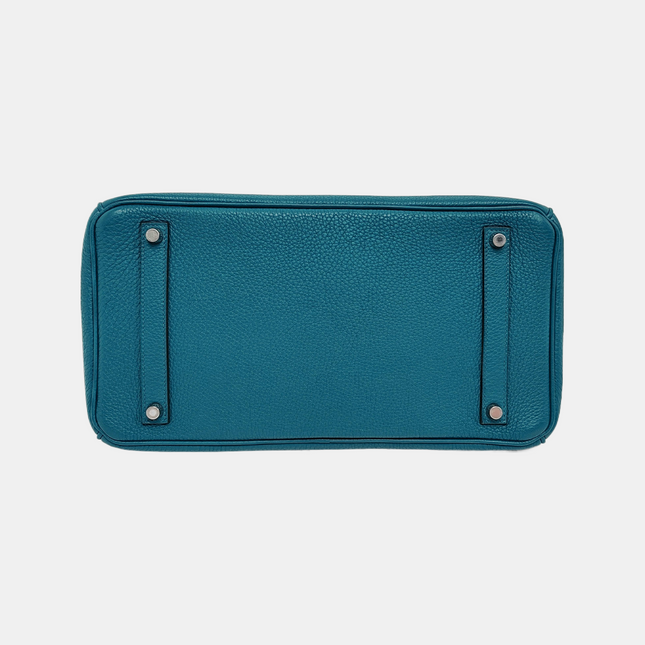 Hermes Birkin 35 Clemence Leather 7W Bleu Izmir Blue Palladium Hardware 2012