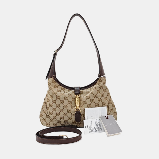 Sac porté épaule large Gucci Jackie 1961 camel avec bandoulière