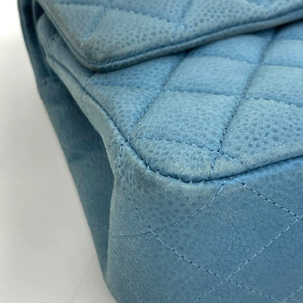 Chanel Timeless Classic Flap Medium Light Blue Caviar Leather Silver Hardware