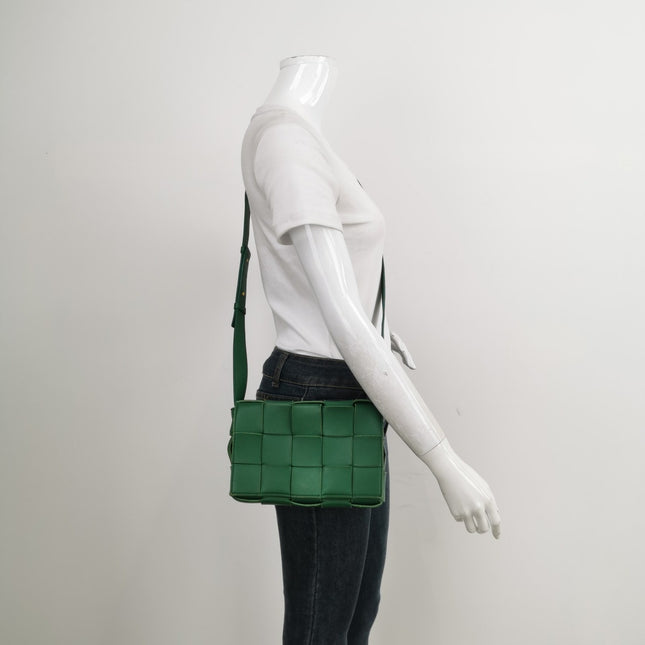 Sold Bottega Veneta Cassette Green Leather Crossbody Bag