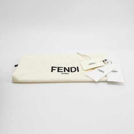 FENDI O Lock Navy Leather and Faux Fur Shoulder Bag