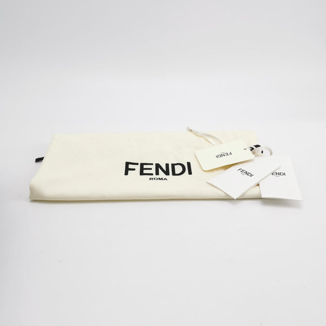 FENDI O Lock Navy Leather and Faux Fur Shoulder Bag