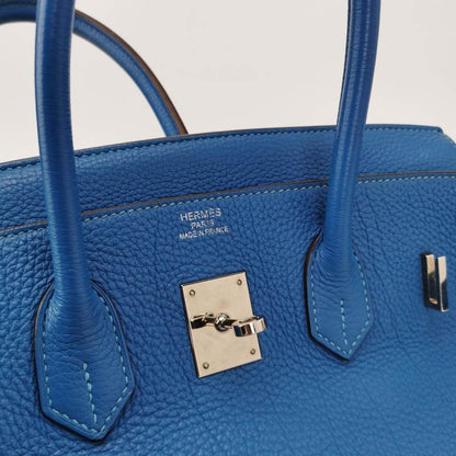 Hermes Birkin 35 Blue Calfskin Leather Silver-tone Palladium Hardware 2010