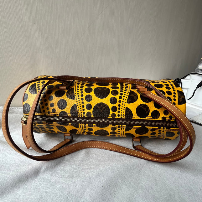 Louis Vuitton x Kusama Papillon 28 Yellow Polka Dots Handbag