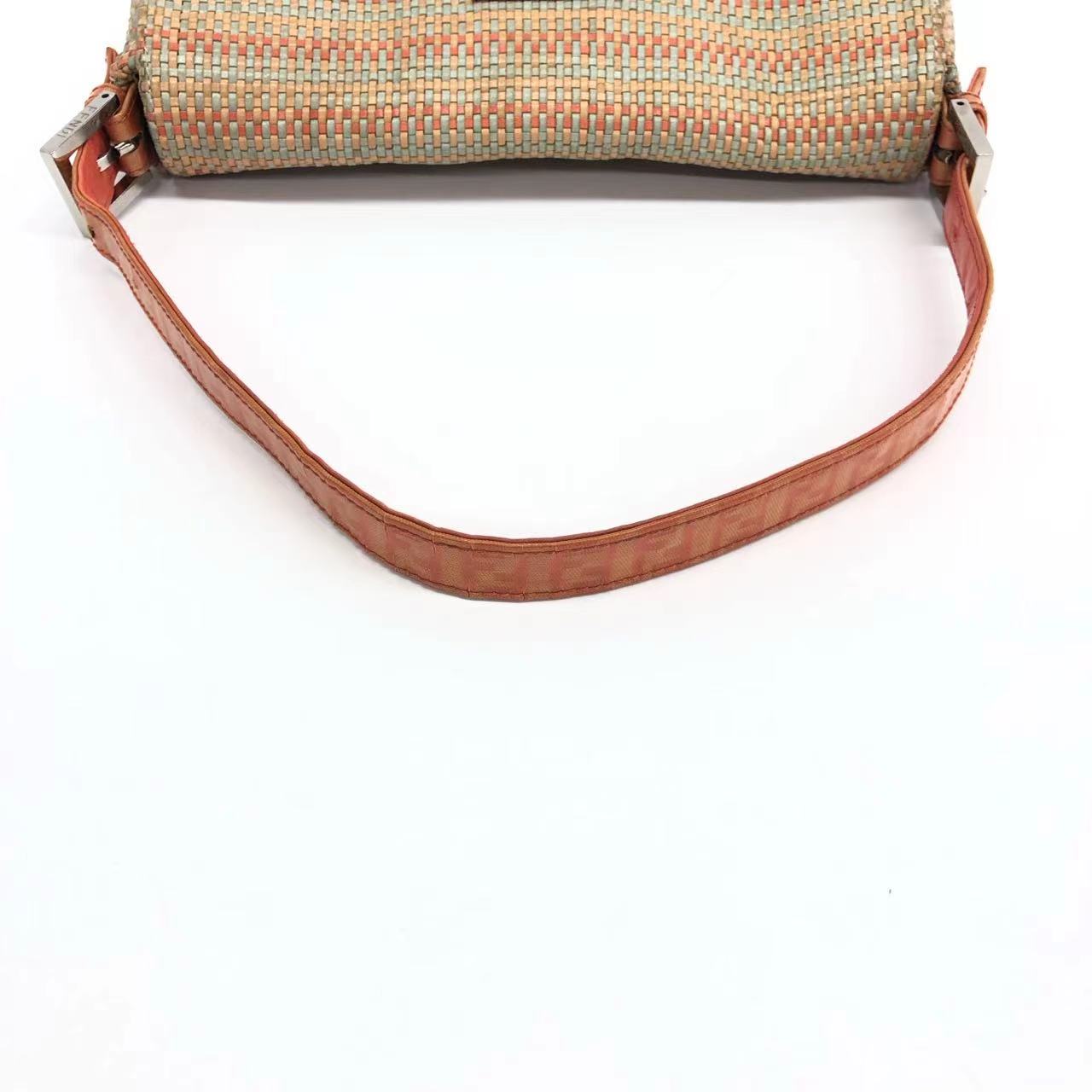 Fendi Baguette Raffia Straw Multicolor Shoulder Bag