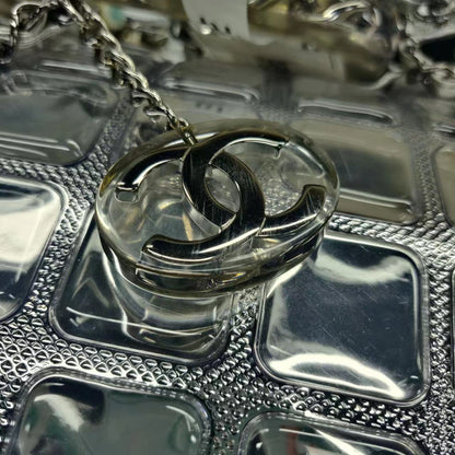 Chanel Silver Ice Cube Tote Leather and Vinyl with Chains