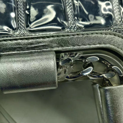 Chanel Silver Ice Cube Tote Leather and Vinyl with Chains