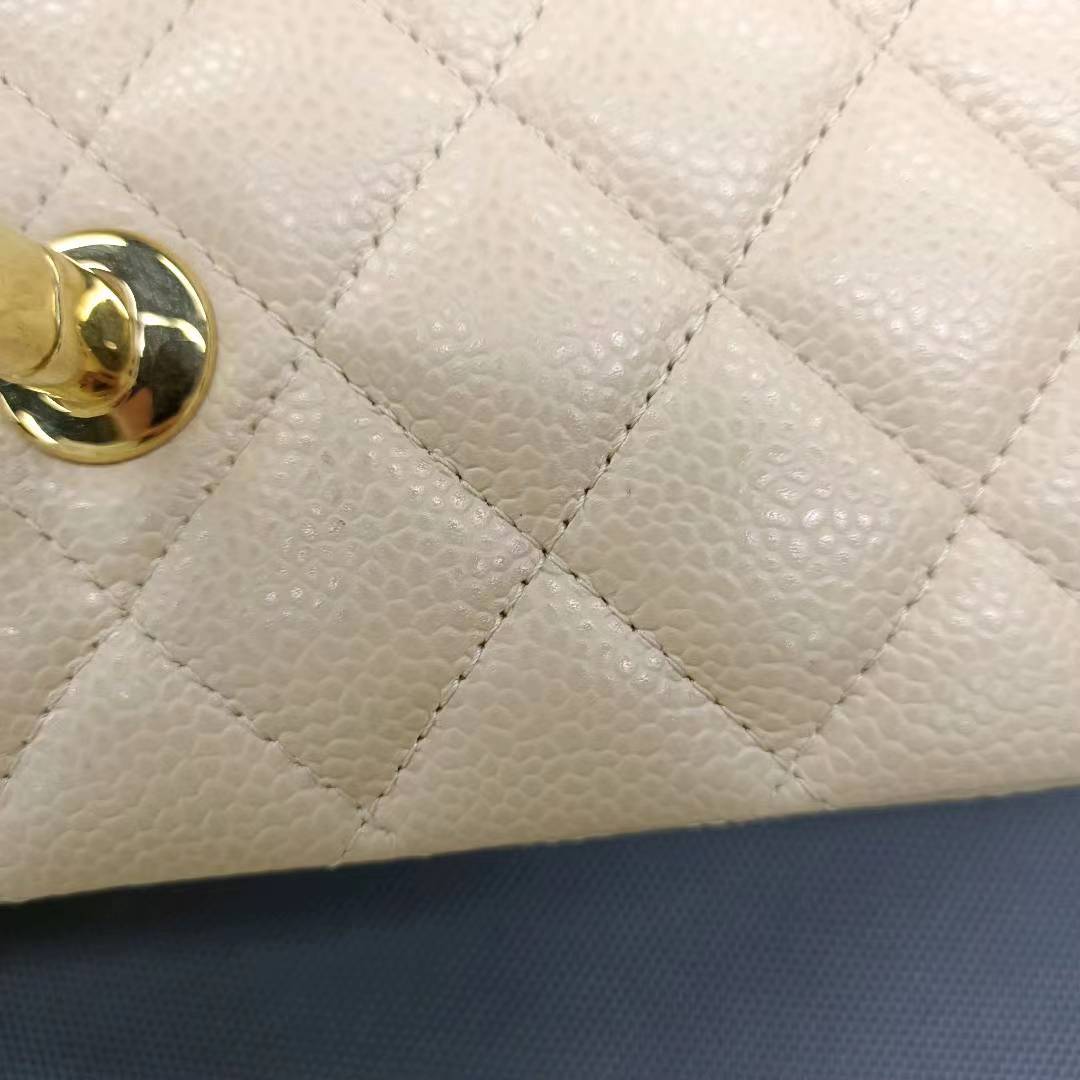 Sold Chanel Timeless Classic Flap 2011 Medium Beige Caviar Leather Gold HW