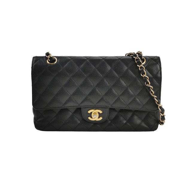 Chanel Classic Flap Medium Black Caviar Leather Gold Hardware, 2009-2010-Luxbags