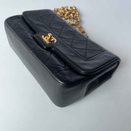Chanel Diana Flap Bag Mini Black Leather Bijou Chain