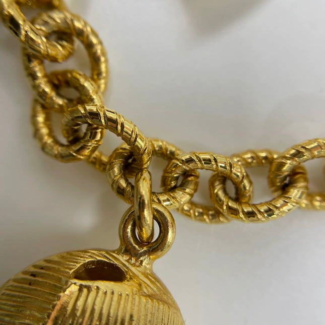 Celine 1990s Vintage Gold-tone Link Charms Bracelet