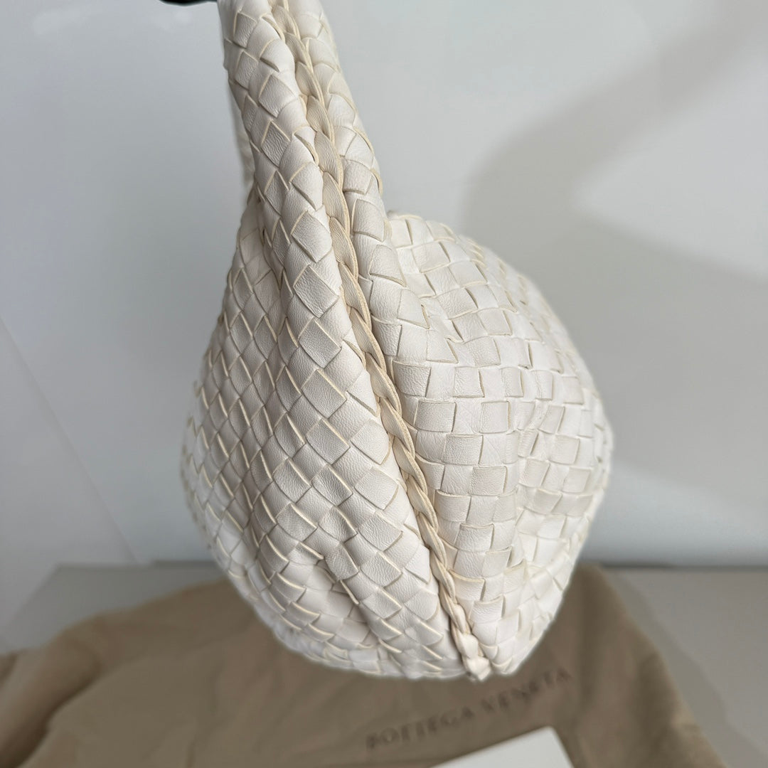 Bottega Veneta Belly Hobo Intrecciato White Nappa Leather Medium 40cm