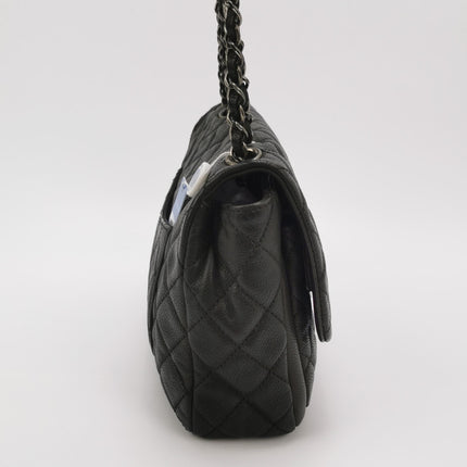 Chanel Now and Forever Large Jumbo Flap Bag Black Lambskin Silver Hardware