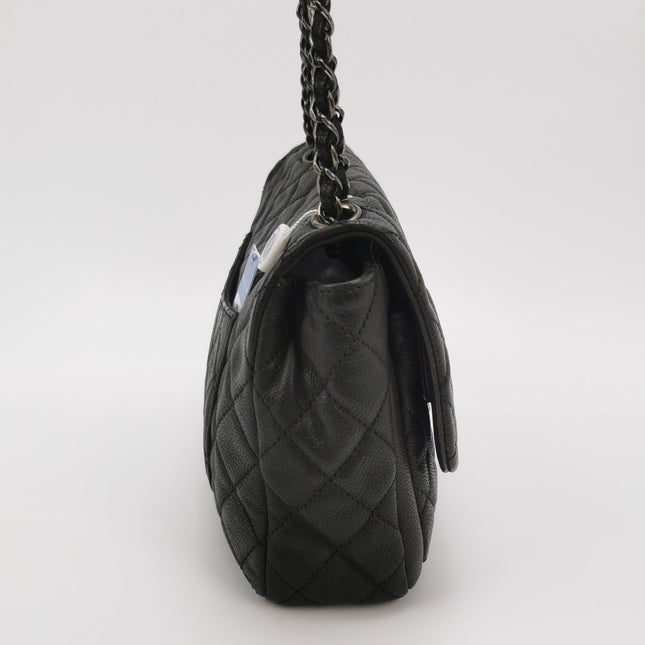 Chanel Now and Forever Large Jumbo Flap Bag Black Lambskin Silver Hardware