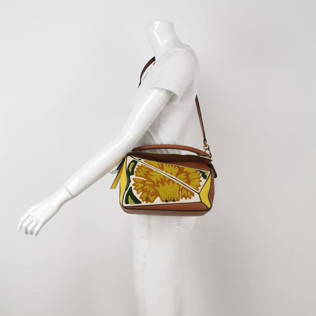 Loewe x William De Morgan Puzzle Small Embroidered Brown Yellow Multicolor