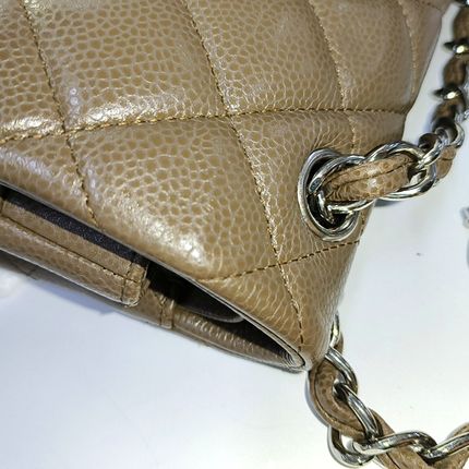 Chanel Classic Flap Jumbo 2012 Coffee Brown Caviar Leather Double Flap Silver Hardware