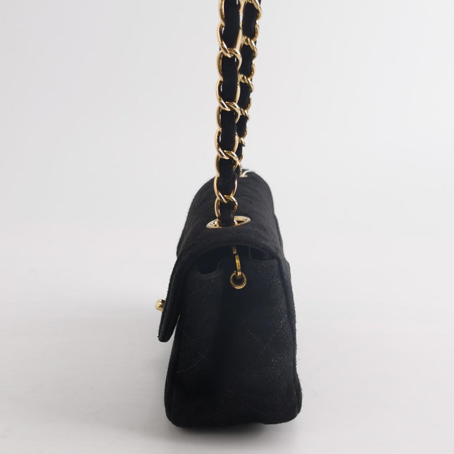 Chanel Classic Flap Extra Mini Black Suede Quilted Gold-tone Hardware