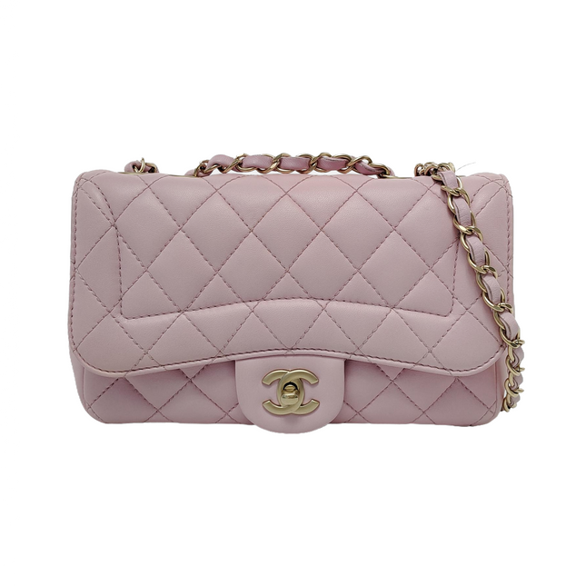 Chanel Diana Flap Small Pink Lambskin Leather Double Chain Gold Hardware 2015-2016-Luxbags