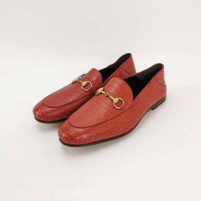 Gucci Men's Jordaan Crocodile Loafer Red Size 40.5