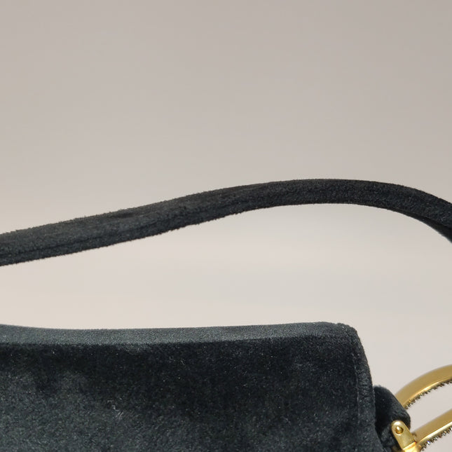 Dior Saddle Mini Velvet Handbag Black with Crystals