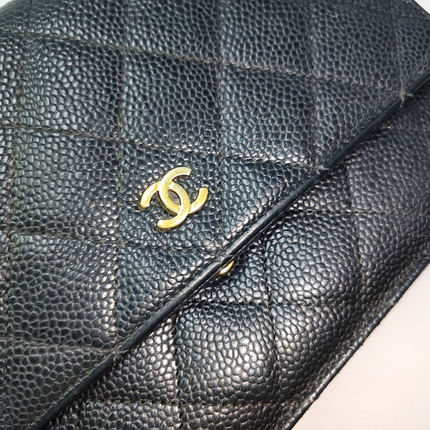 Chanel Wallet on Chain Classic Flap Black Caviar Leather Gold Hardware