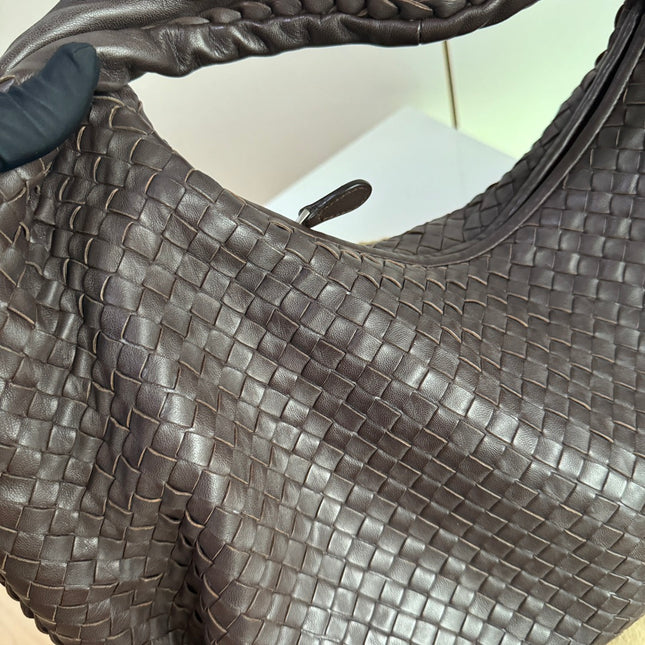 Sold Bottega Veneta Belly Hobo Intrecciato Lambskin Leather Dark Chocolate Brown Large 50cm