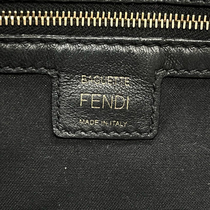 Sold Fendi Baguette Black Leather 3D FF Motif Crossbody bag Medium