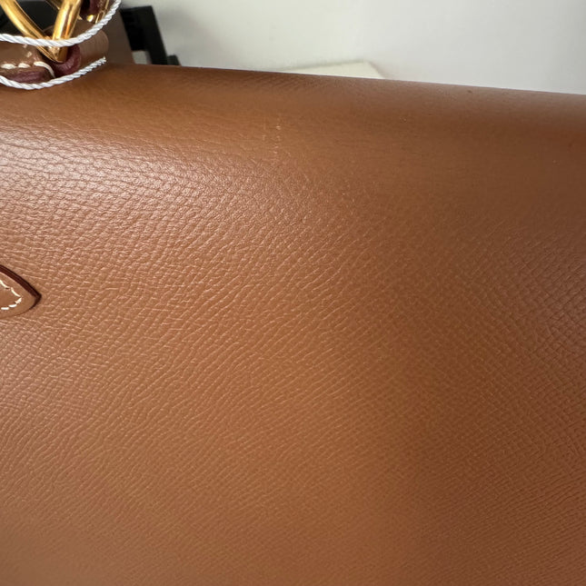 Hermes Kelly 32 Sellier Gold Epsom Leather Gold HW Double Ring 2002