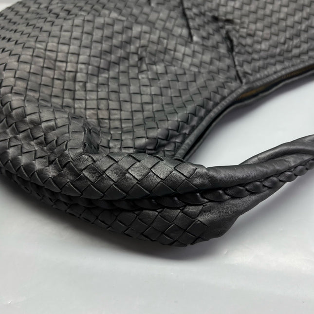 Bottega Veneta Veneta Hobo Maxi Black Leather Pleated 50cm