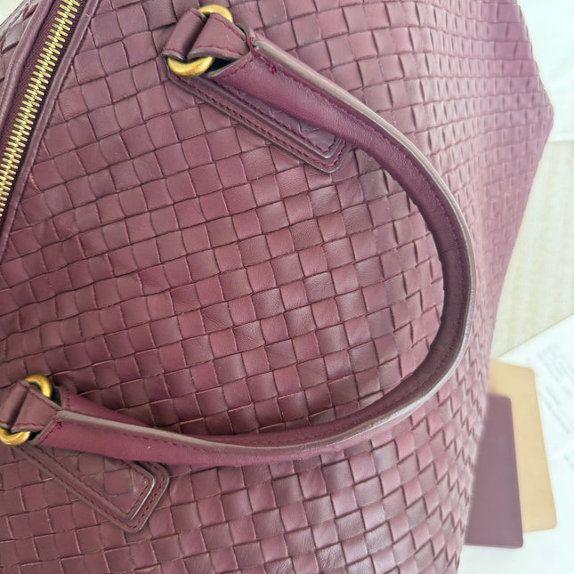 Bottega Veneta Maxi Convertible Tote Bag Wine Burgundy Leather Gold Hardware 50cm