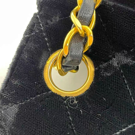 Chanel Classic Flap Mini Square Vintage Black Velvet 24k Gold Hardware 1991-94