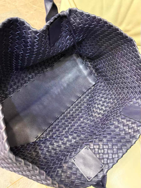 Bottega Veneta Cabat MM Intreccio Leather Tote Bag Navy 40cm