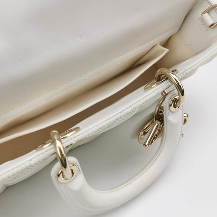 Sold Lady D-Joy Mini Handbag Microcannage Technical Fabric White with Two Straps
