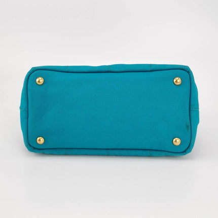 Sold Prada Canape Canvas Tote Small Blue Top Handle Bag
