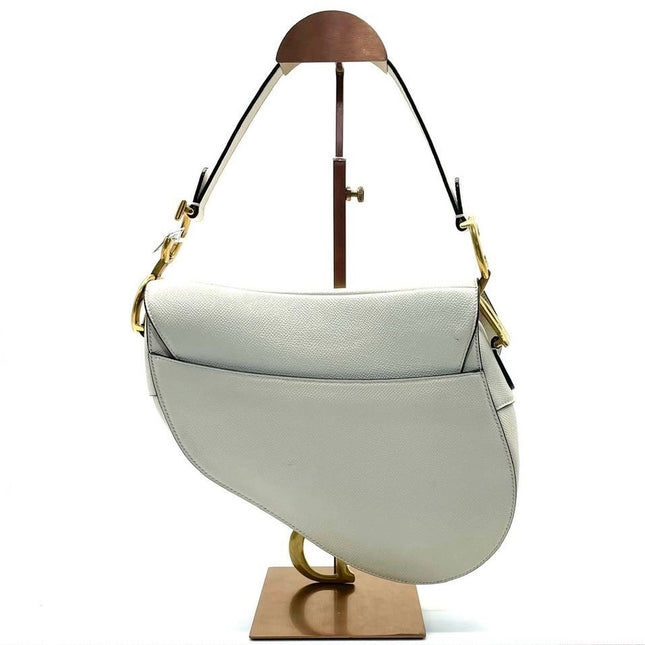 Sold Dior Saddle White Medium Grained Leather Handbag