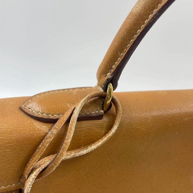 Hermes Kelly 32 Retourne 1976 Gold Box Leather Gold Hardware
