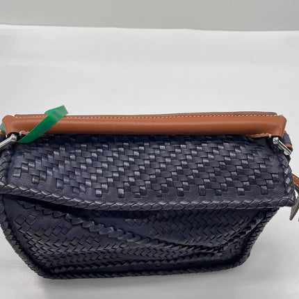 Loewe Braided Puzzle Small Woven Navy Leather Crossbody Bag